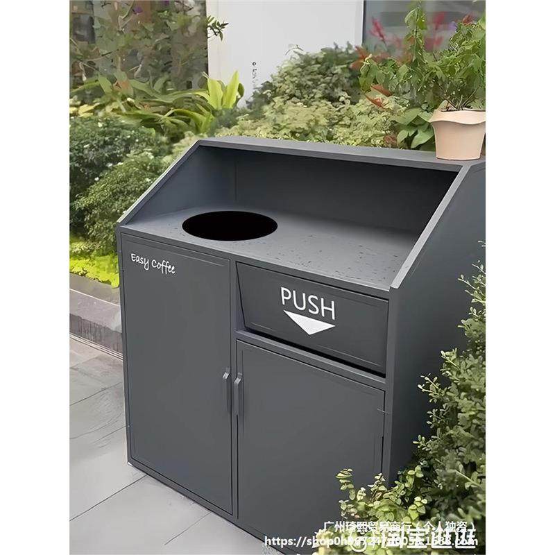 黑色收纳桶金属垃圾柜餐饮店大号分类垃圾箱圆形垃圾桶商用,家庭/个人清洁工具,垃圾桶,淘宝优惠券,粉丝福利购,淘宝优惠卷