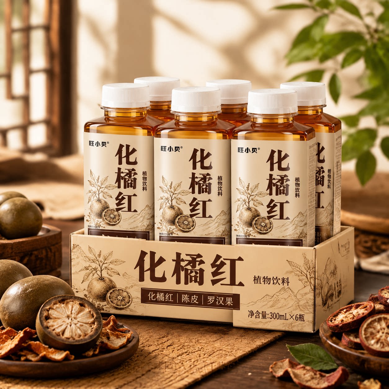 化橘红植物饮料整箱300ml瓶装0糖0脂植物草本原料含维c健康饮品