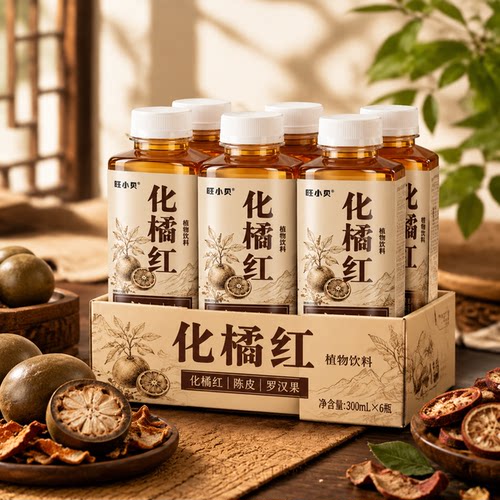 化橘红植物饮料整箱300ml瓶装0糖0脂植物草本原料含维c健康饮品