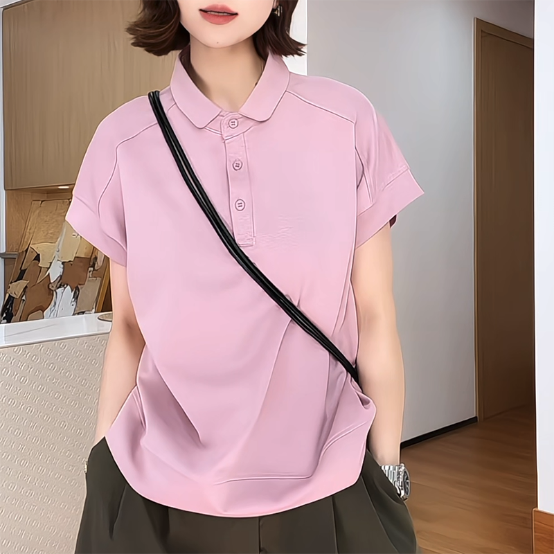 POLO衫女纯色夏季宽松短袖T恤潮