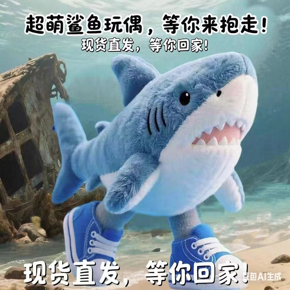 【跨境爆款】新AI山海经鲨鱼玩偶