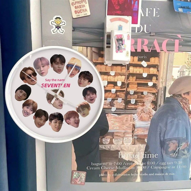 12寸大号次人可爱挂钟seventeen钟表静音卧室SVT挂表创意静音时钟