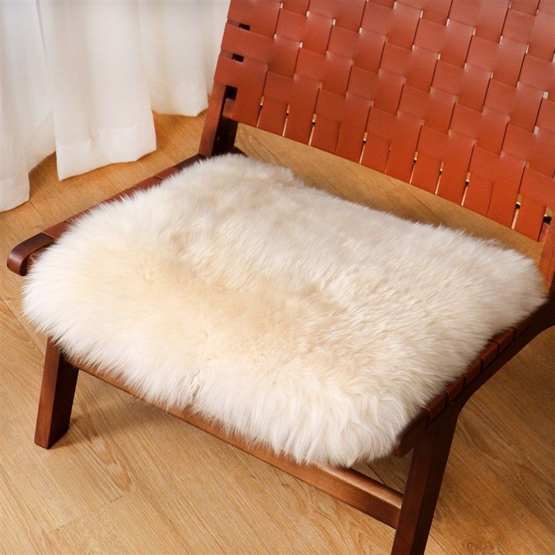 澳洲超厚实纯羊毛椅子坐垫皮毛一体玄关凳子垫毛毛垫子单人沙发垫