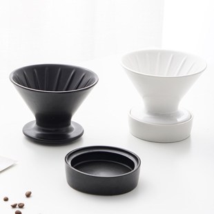 陶瓷过滤杯咖啡滤杯V60螺旋纹滴滤式 手冲咖啡壶套装 家用手磨