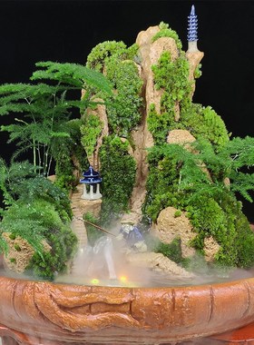 全是活植物假山流水喷泉摆件造景石材办公室室内招财鱼池石头送礼