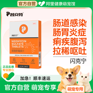 普安特狗狗猫咪肠胃炎症宠物腹泻呕吐拉稀专用闪克宁硫酸新霉素片