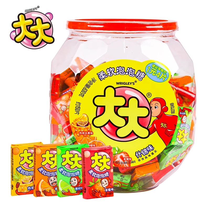 大大泡泡糖什锦桶630x6桶(约450片)童年怀旧网红零食儿童