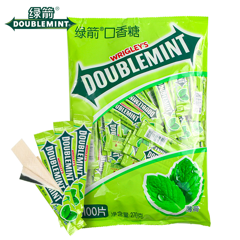 绿箭口香糖100片袋装薄荷糖清新接吻糖果随身便携休闲零食
