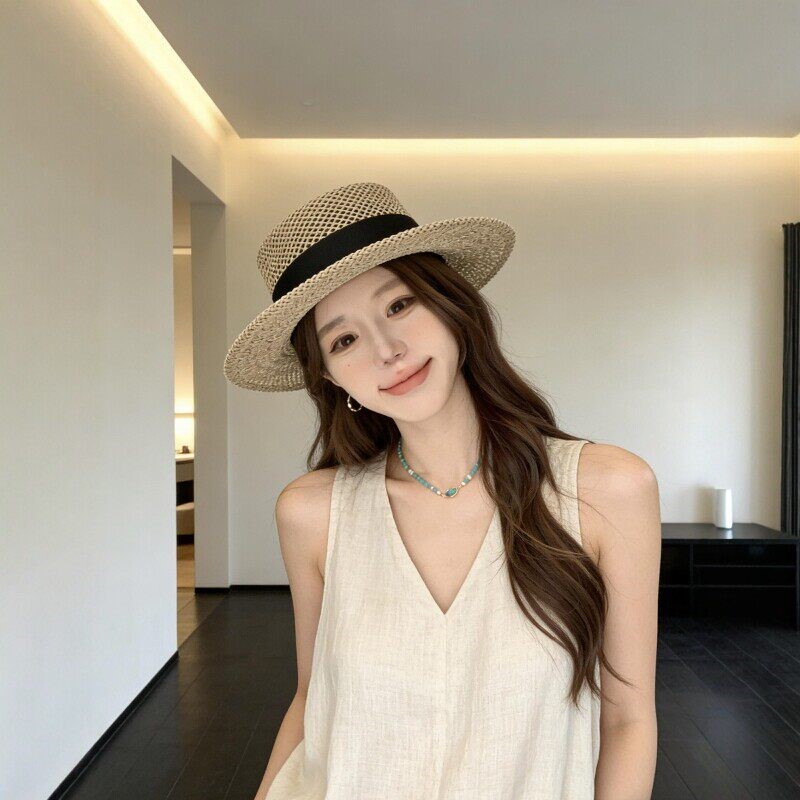 巴拿马草帽女款大头围沙滩帽度假风防晒帽老钱风太阳帽夏季遮阳帽