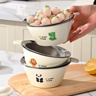 家用洗水果神器滤水料理碗 双层洗菜盆沥水篮304不锈钢水果盘新款