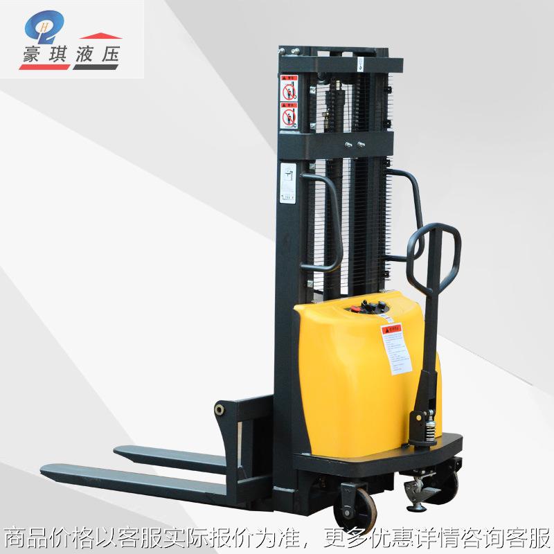 供应载重1吨2吨半电动升高车仓库搬运升降叉车堆垛机液压堆高车