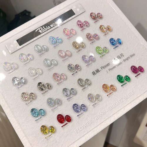 美甲Rabia瑞比娅花璃大亮片美甲春夏七彩铂金罐装亮片胶小套胶