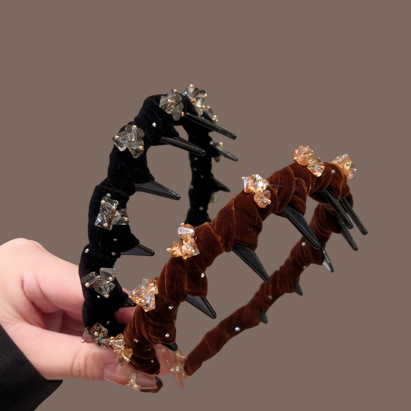 法式高级感丝绒水钻波浪发箍女款2025新款高颅顶秋冬头箍发卡头饰