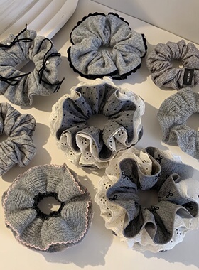 浅灰色合集~韩系格雷大肠发圈女高级感丸子头超大号百搭发饰头绳