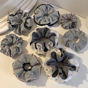 浅灰色合集~韩系格雷大肠发圈女高级感丸子头超大号百搭发饰头绳