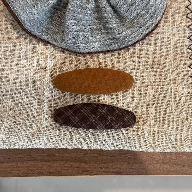 毛呢格纹波浪发夹女侧边夹前额碎发刘海夹子2025新款头饰高端发卡