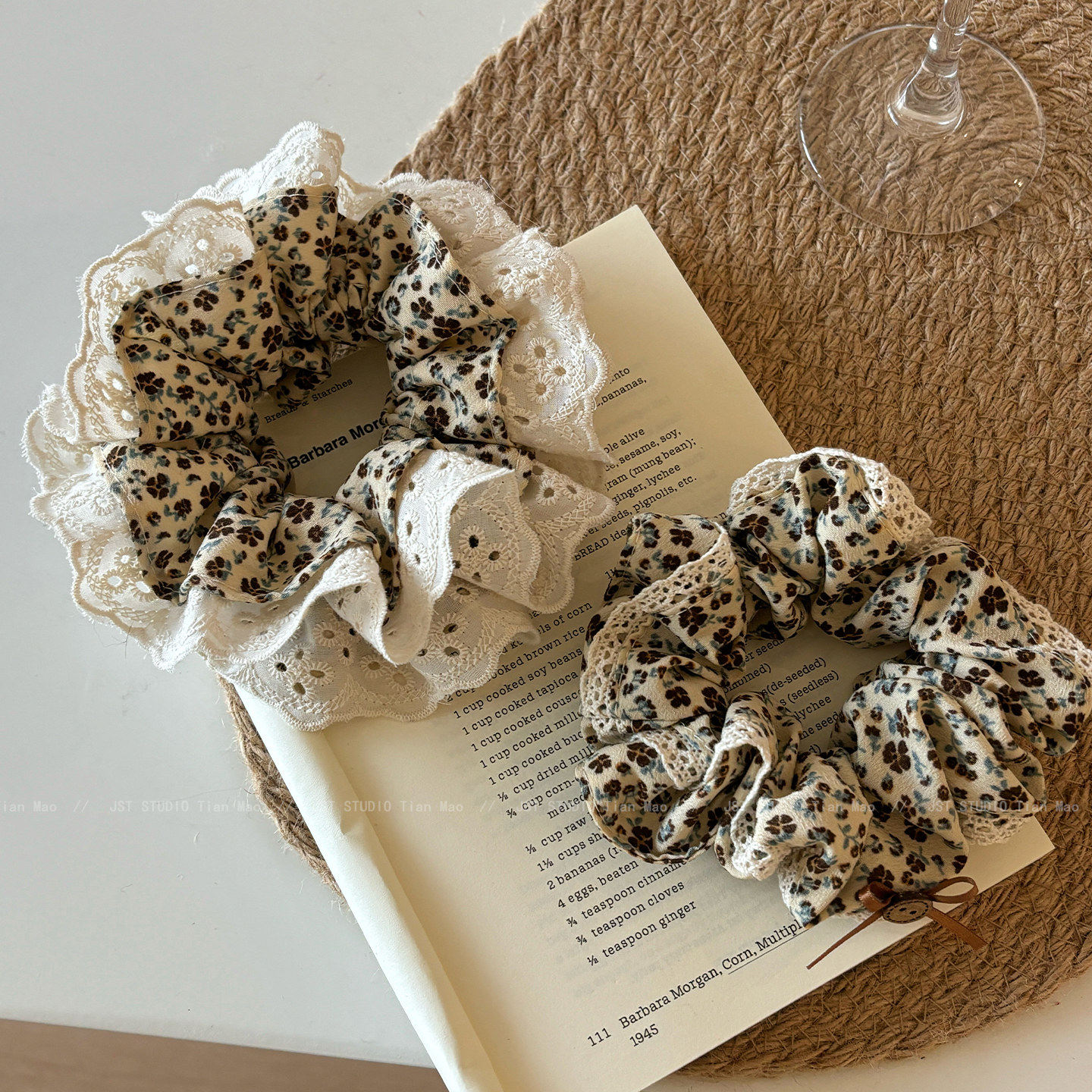 韩国新款碎花多层甜美发圈设计感肥肠圈精致高弹耐用扎马尾头花