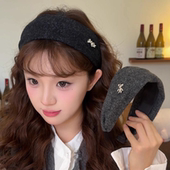复古小熊毛呢宽边发箍女2025新款 高颅顶防滑头箍洋气时尚 发卡头饰