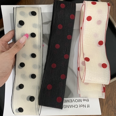 黑色波点装饰蕾丝飘带春夏新款