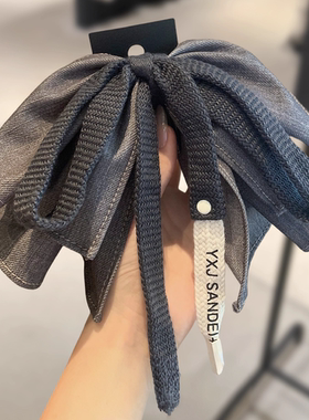 韩国洋气牛仔灰高马尾蝴蝶结抓夹发夹后脑勺高级感网红气质鲨鱼夹