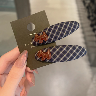 韩国ins风格 纹狗狗掰掰夹懒人bb夹甜美鸭嘴夹女侧边刘海碎发夹子