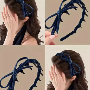 丝绒蝴蝶结发箍女2025新款高颅顶洗脸防滑头箍发卡早秋高级感发饰