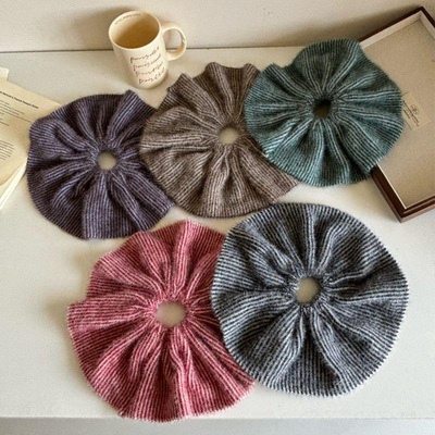 2025秋季新款浪漫法式超大针织毛线发圈扎马尾皮筋高级感韩系发饰