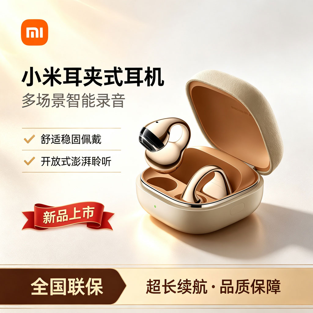 【新品上市】Xiaomi 耳夹式耳机蓝牙半入耳长续航高颜值官方正品