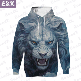 Pop Lion Hoodies For Women New Pullovers Street Animal Hoody
