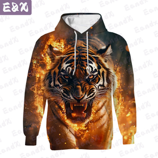 Tiger Hoodies For Women New Pullovers Street Animal Hoody
