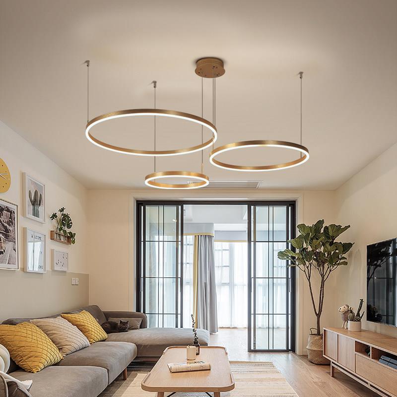 气商客502厅吊灯形金色组环合圆大堂创圆环大用工装灯艺形术展馆