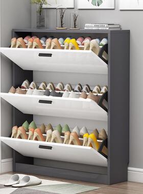 超薄翻家斗鞋柜现简约代厅柜门大容17——24量17cm济型灰色经功能