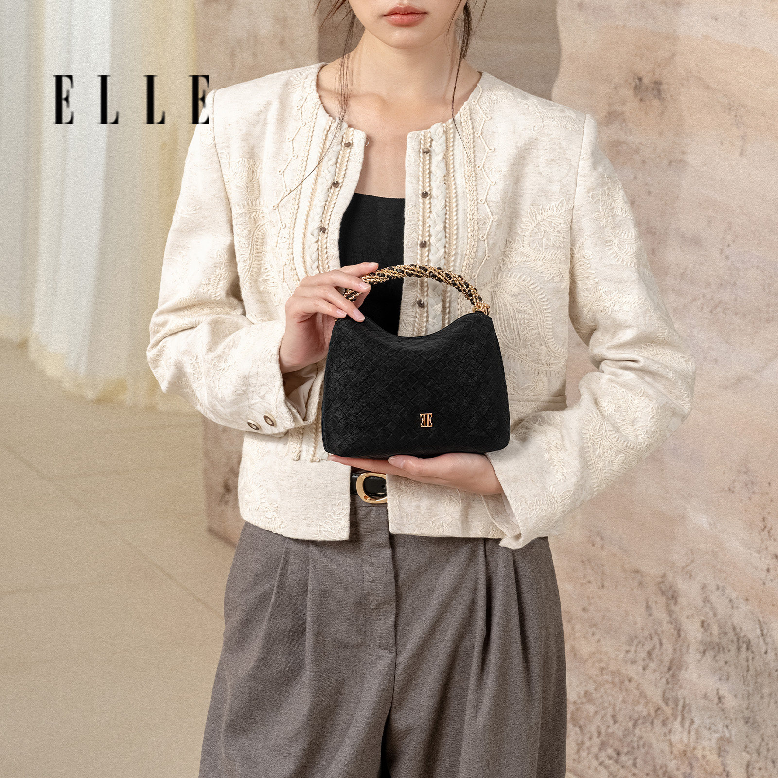 ELLE斜挎包轻奢小众通勤图片