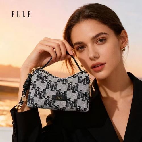 ELLE新款时尚复古手拎饭盒包
