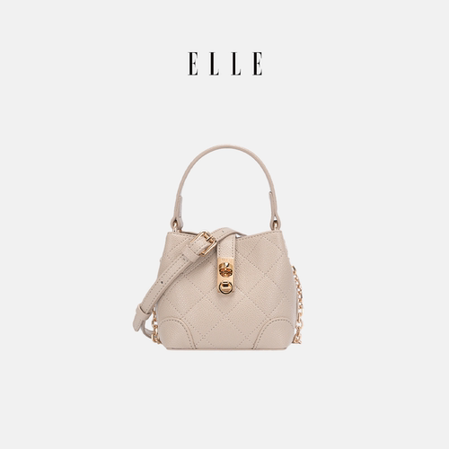 ELLE迷你水桶包菱格轻奢手提包