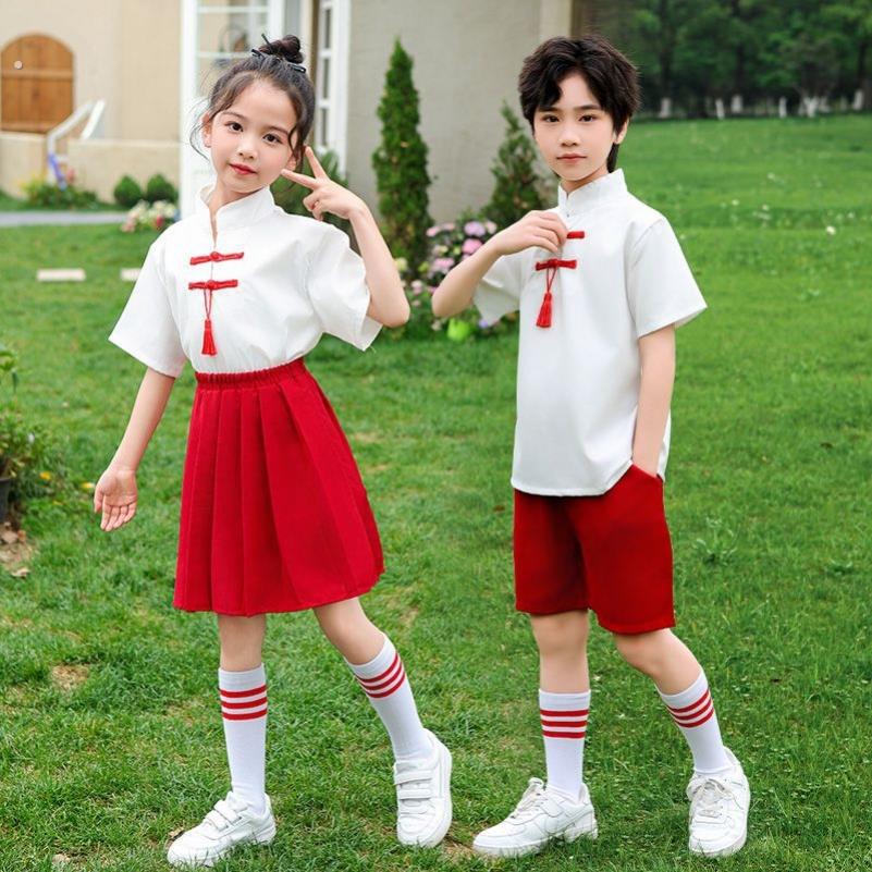 六一儿童大合唱演出服中国风两件套幼儿园毕业班小学生诗歌朗诵
