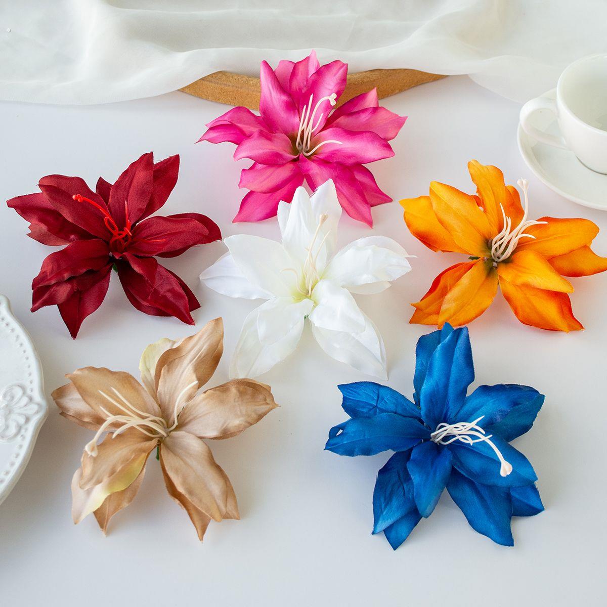 萱草花头饰彷真假花百合花朵12cm婚庆照相馆装饰花布置墙上装饰节