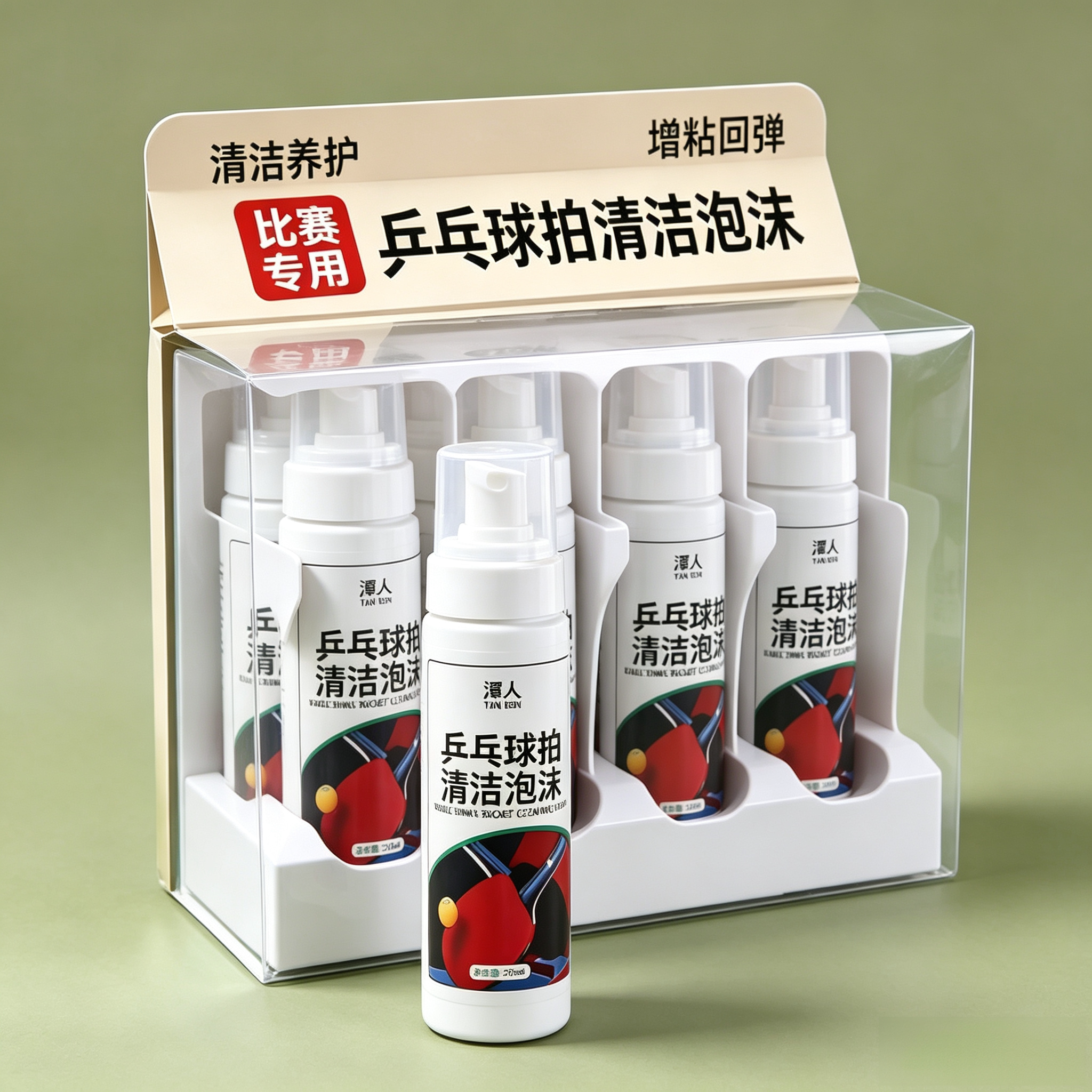 乒乓球装备胶皮清洗剂增粘增黏护理喷雾泡沫去污保养多球拍清洁剂