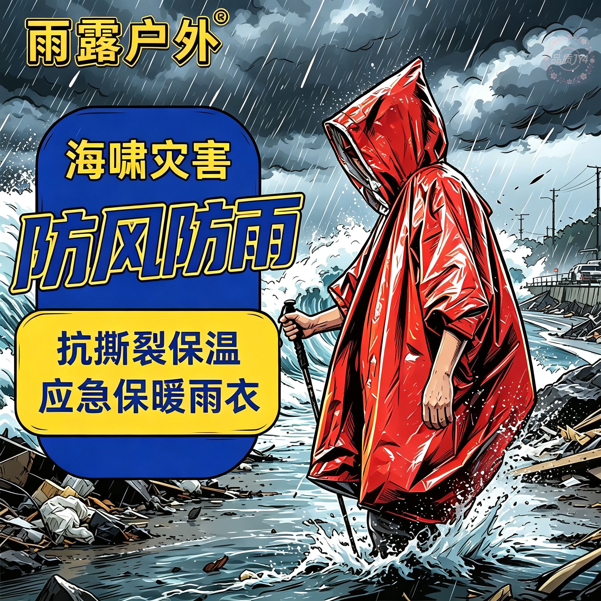 户外露营急救抗寒防水雨衣