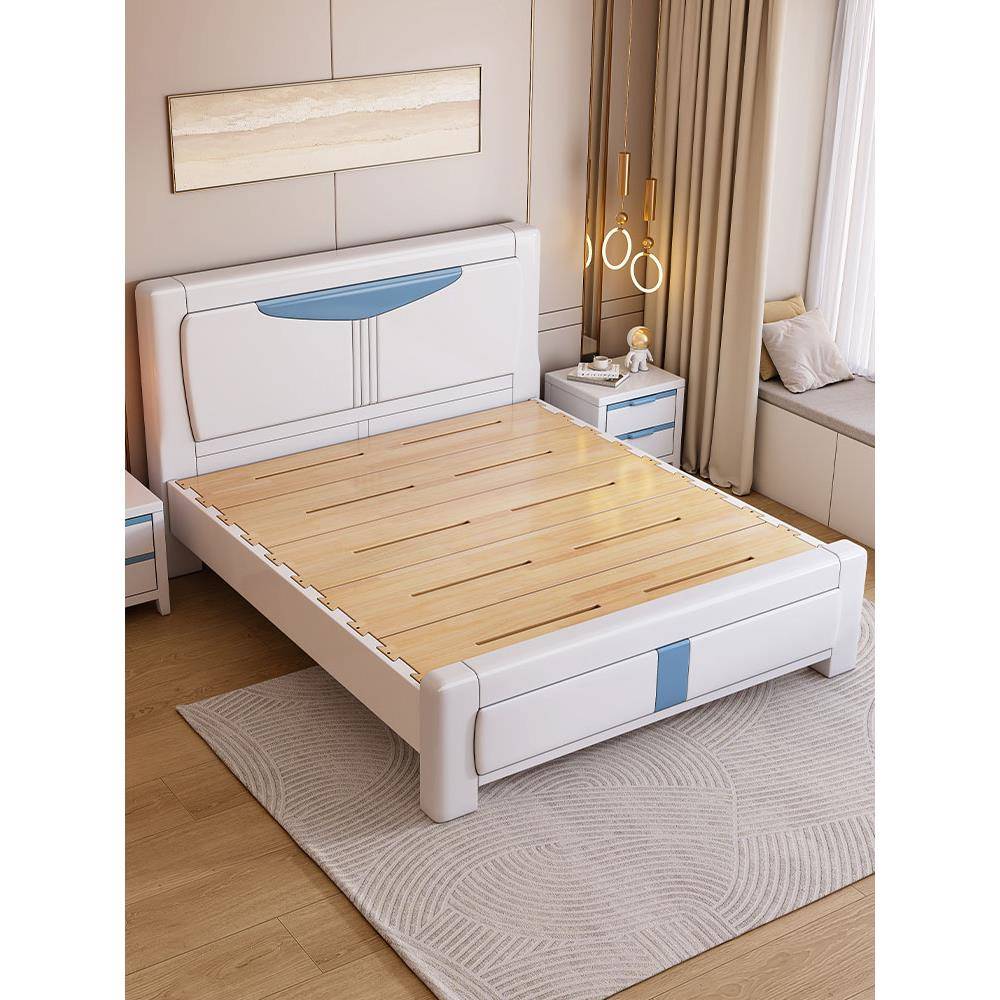 新中式全实木床主卧1.8米双人床现代简约经济型1.5米单人床储物床