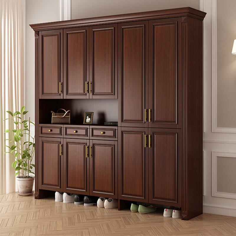 美式实木鞋柜家用门口玄关柜胡桃木色鞋橱简约客厅大容量门厅柜