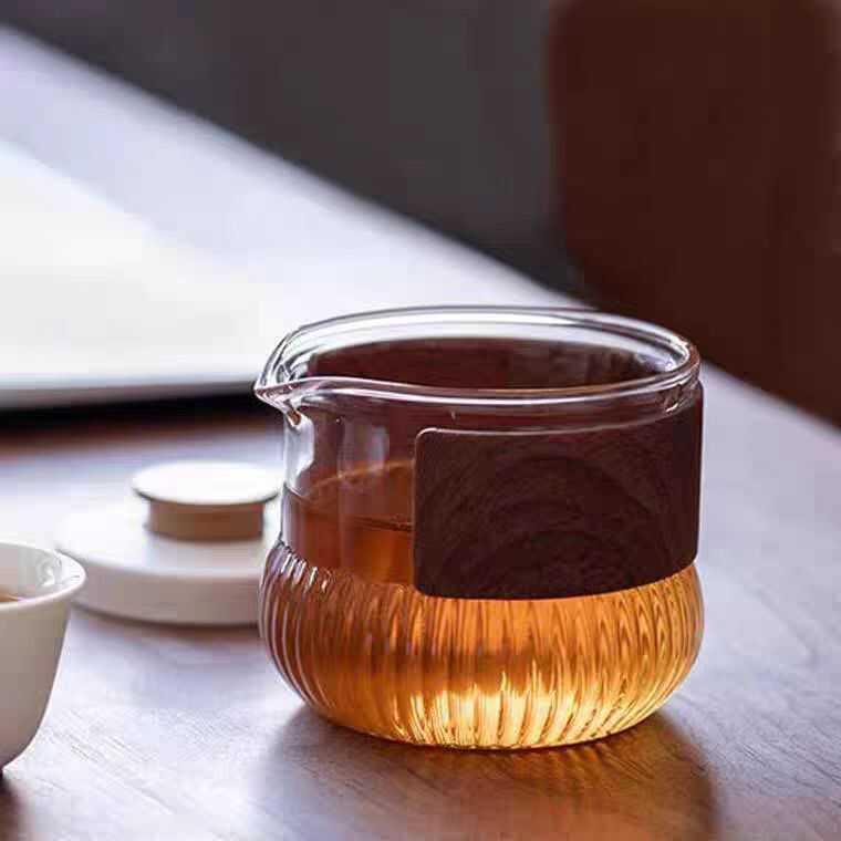 玻璃茶具套防烫公杯匀杯公道杯耐热玻璃茶海胡桃色分茶器