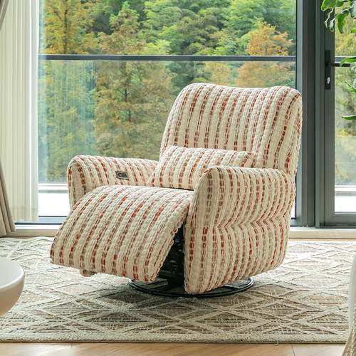 奶油风单人多功能沙发椅可坐可躺小户型休闲电动懒人布艺沙发躺椅