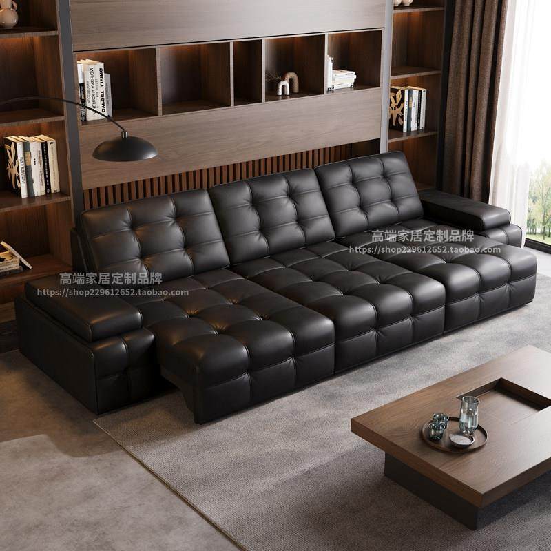 意式零靠墙劳伦斯智能伸缩电动沙发床多功能两用家庭影院三人位