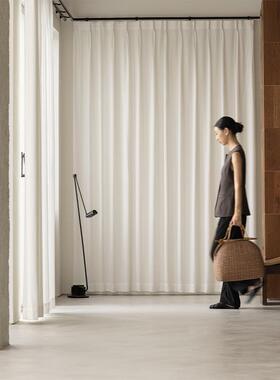 简约49680透现代纯色南纱窗帘窗纱透枝光不人防晒隔热客厅卧室纱