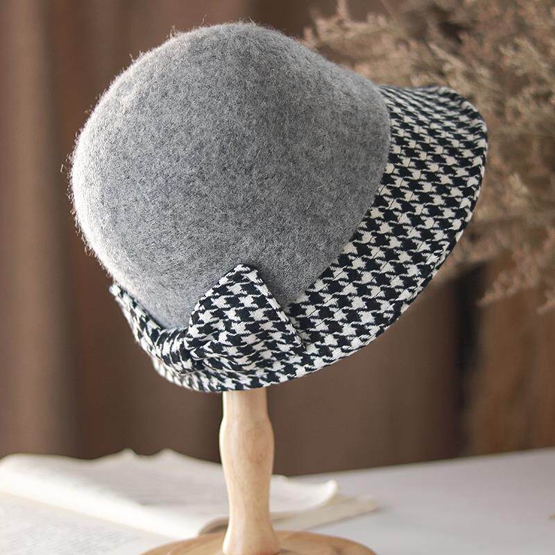 小头围休闲帽子瘦脸秋冬羊毛混纺小礼帽可爱日系新款户外保暖帽女