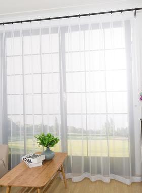 纱气帘白纱简窗帘沙白色薄纱纯色飘窗透92535光透服装店厅橱窗约