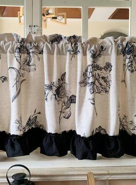 半式复古窗遮光80967布美式遮光免打孔安装半帘帘短帘隔法断门帘