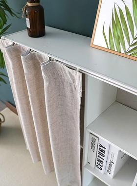 加厚柜子遮挡帘免滑轨杂物门防尘帘打孔软隔断38115挂帘素色遮丑