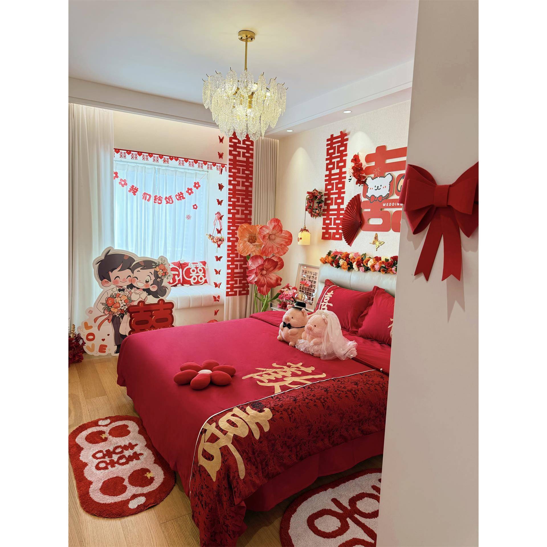 高档双喜刺绣婚庆四件套2025新款大红色喜被床单结婚床上用品婚嫁